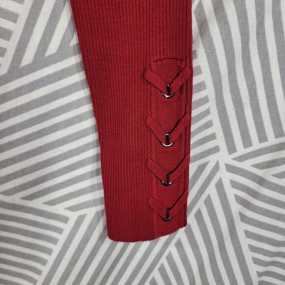 Cache Sweater Shirt Dress size Small Braided Trim Red Bodycon Stretch Red - Picture 4 of 6